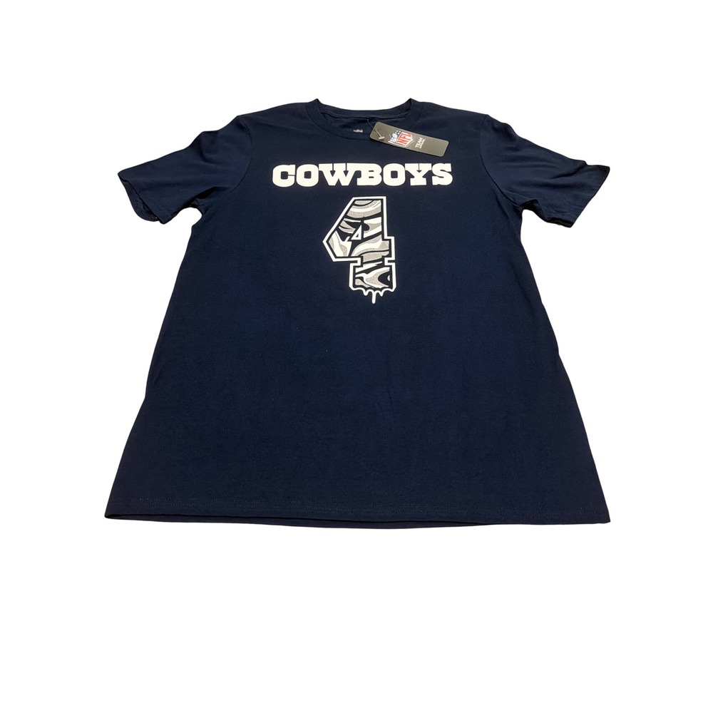 NFL Dallas Cowboys Dak Prescott Kids Navy Blue Graphic T-Shirt Size L 14/16 NWT